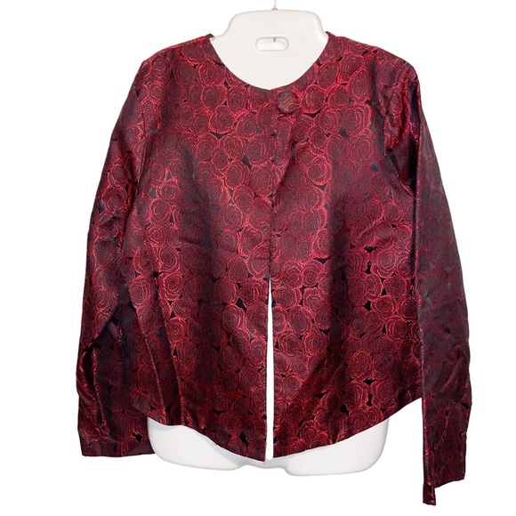 Vintage April Cornell Trading Floral Jacket Womens Small Red Roses Feminine Boho - Picture 1 of 10